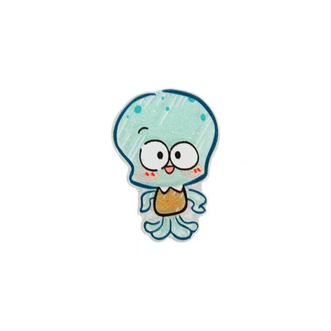 Cute Acrylic Duckbill Hair Clip Barrette - Light Teal Octopus with Big Eyes