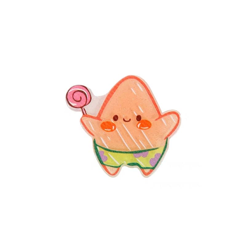 Cute Acrylic Duckbill Hair Clip Barrette - Orange Starfish with Lollipop