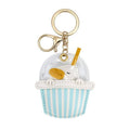 Cute Animal Drink Cup Keychain - Duck, Light Blue Stripes