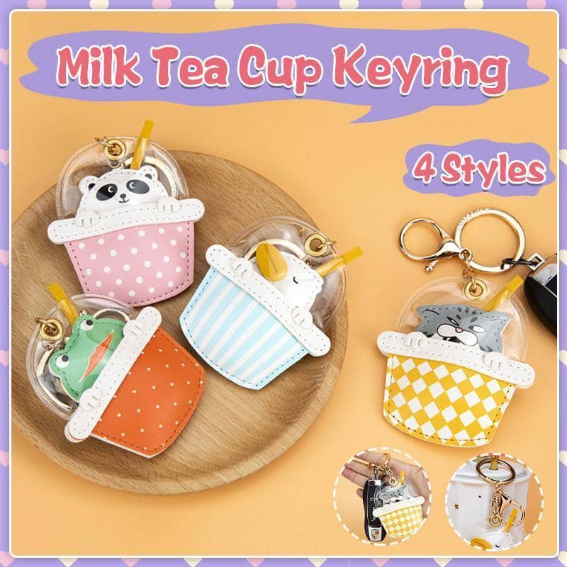 Cute Animal Drink Cup Keychain - Frog, Orange Spots - view 2