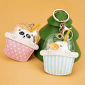 Cute Animal Drink Cup Keychain - Grey Cat, Yellow Check - view 4