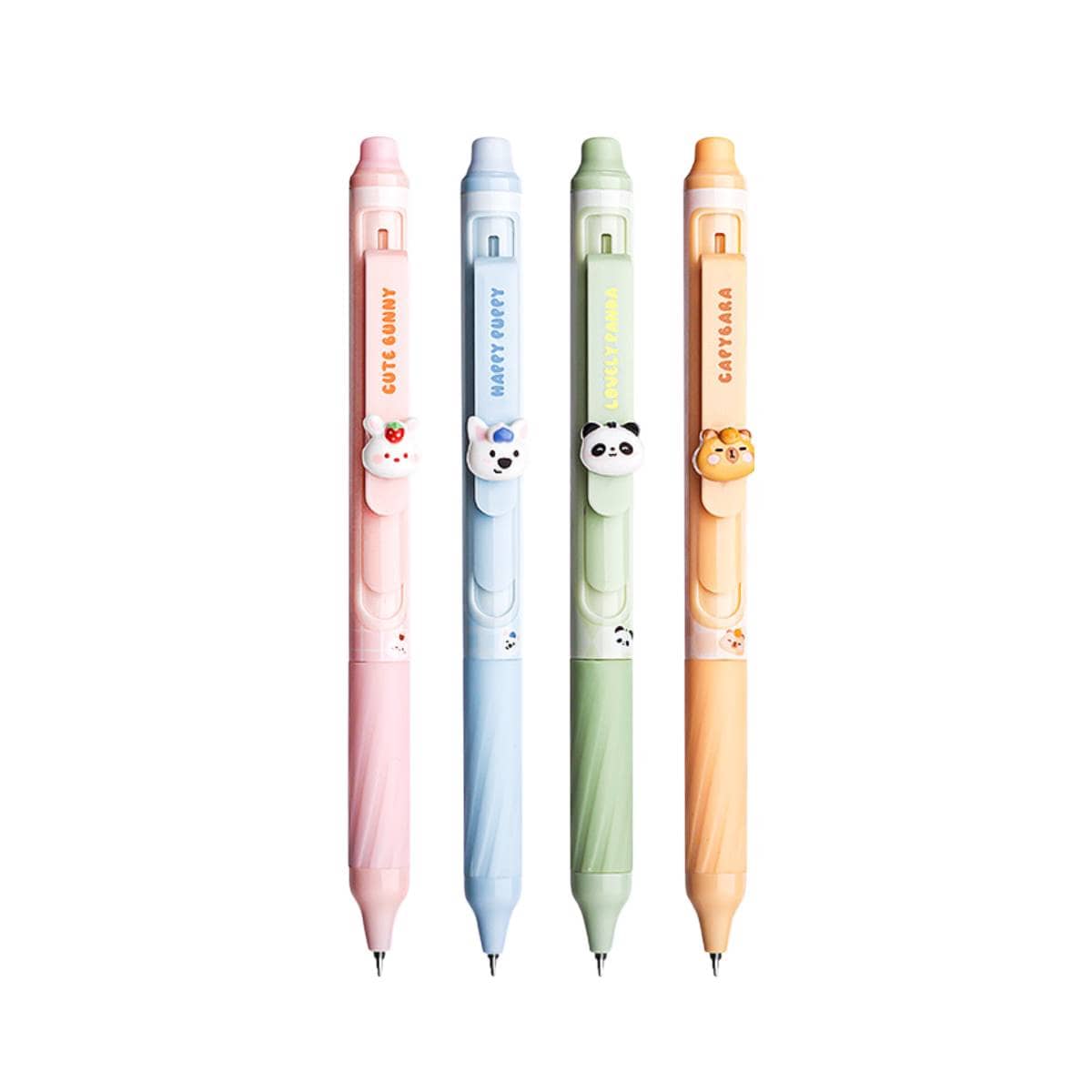 Cute Animal Heat Erasable Press Gel Pens, 4 Pack - Black Ink