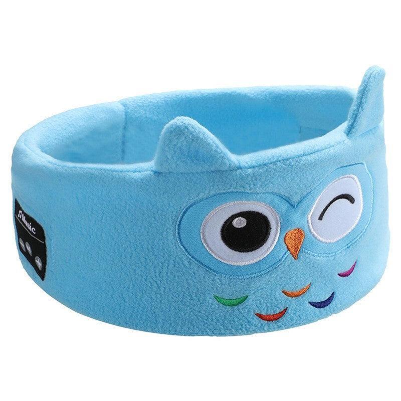 Cute Bluetooth Headband Headphones with Mic for Sleep and Music - Blue Owl