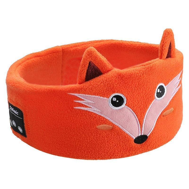 Cute Bluetooth Headband Headphones with Mic for Sleep and Music - Dark Orange Fox