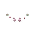Cute Stud Earrings Set for Women and Girls - Bunny, Daisy and Pink Ball, 3 Pairs