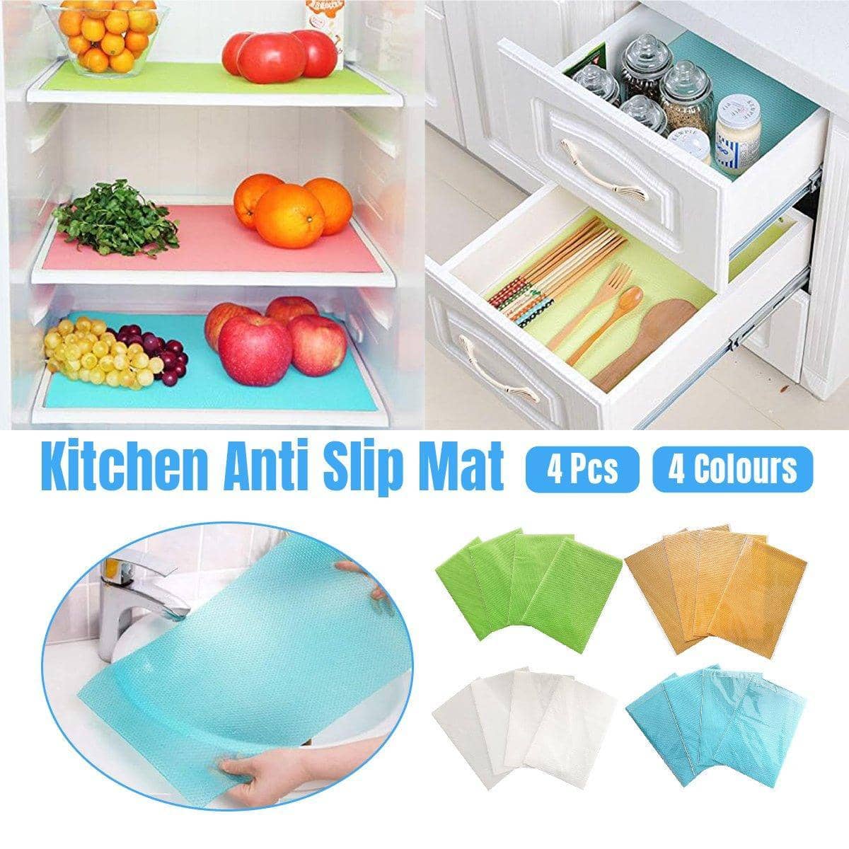 Cuttable Anti-Slip Kitchen Drawer and Fridge Liner Mats, Pack of 4 - Orange - view 2