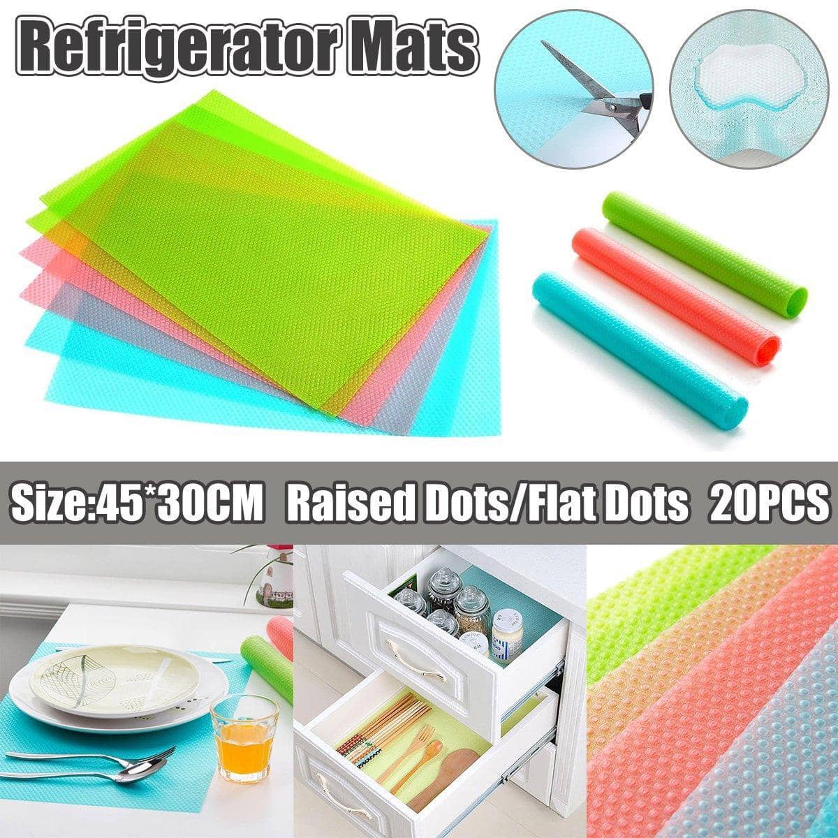 Cuttable EVA Anti-Slip Liner Pads for Fridge and Cabinet, Pack of 20 - Clear, Convex Dot - view 2