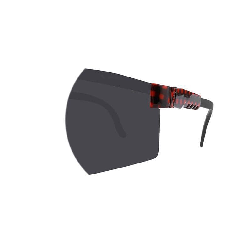 Cycling Sunglasses - Black Lens, Red and Black Patterned Arms