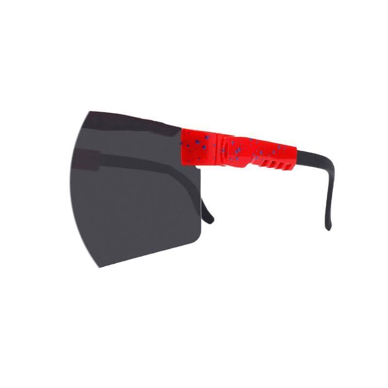 Cycling Sunglasses - Black Lens, Red Speckled Arms