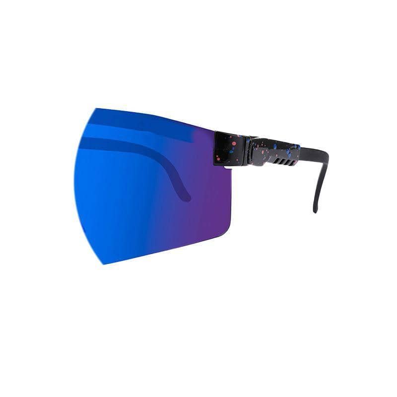 Cycling Sunglasses - Blue and Purple Mirrored Lens, Black Speckled Arms