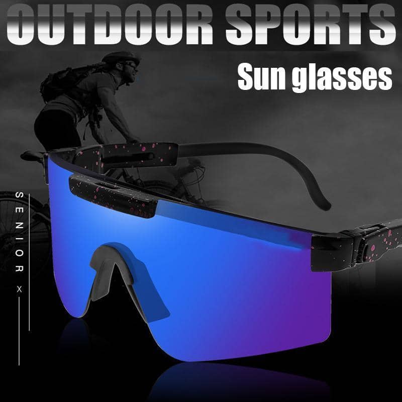 Cycling Sunglasses - Blue and Purple Mirrored Lens, Black Speckled Arms - view 4