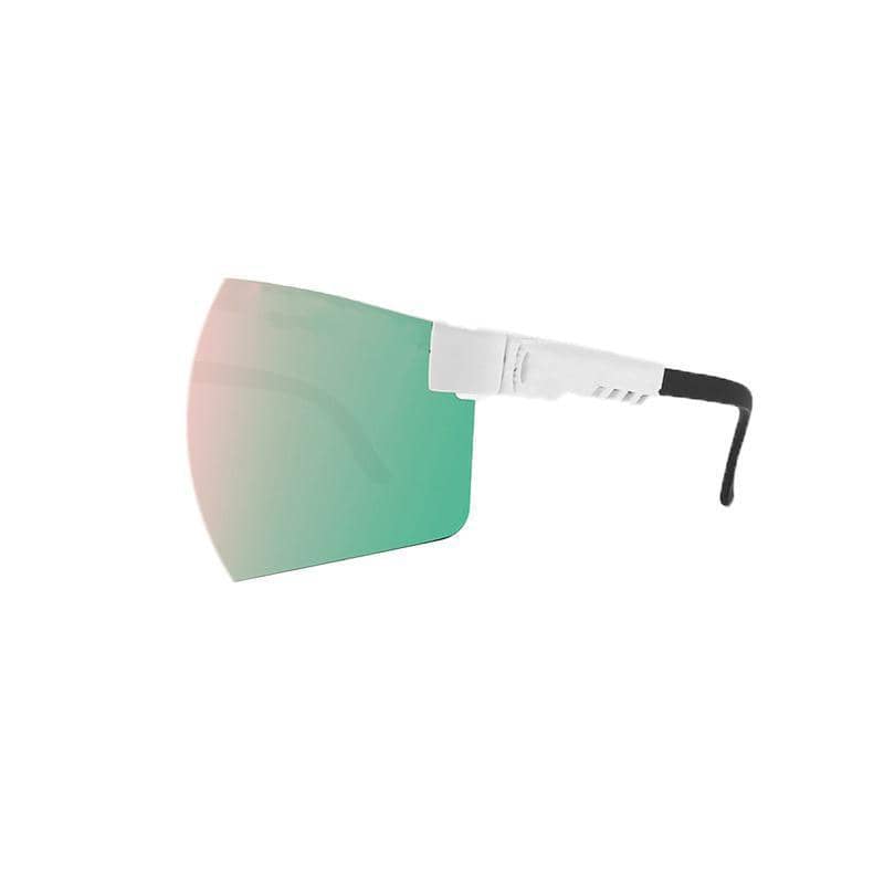 Cycling Sunglasses - Green and Pink Gradient Lens, White Arms