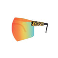 Cycling Sunglasses - Orange and Teal Mirrored Lens, Leopard Print Arms
