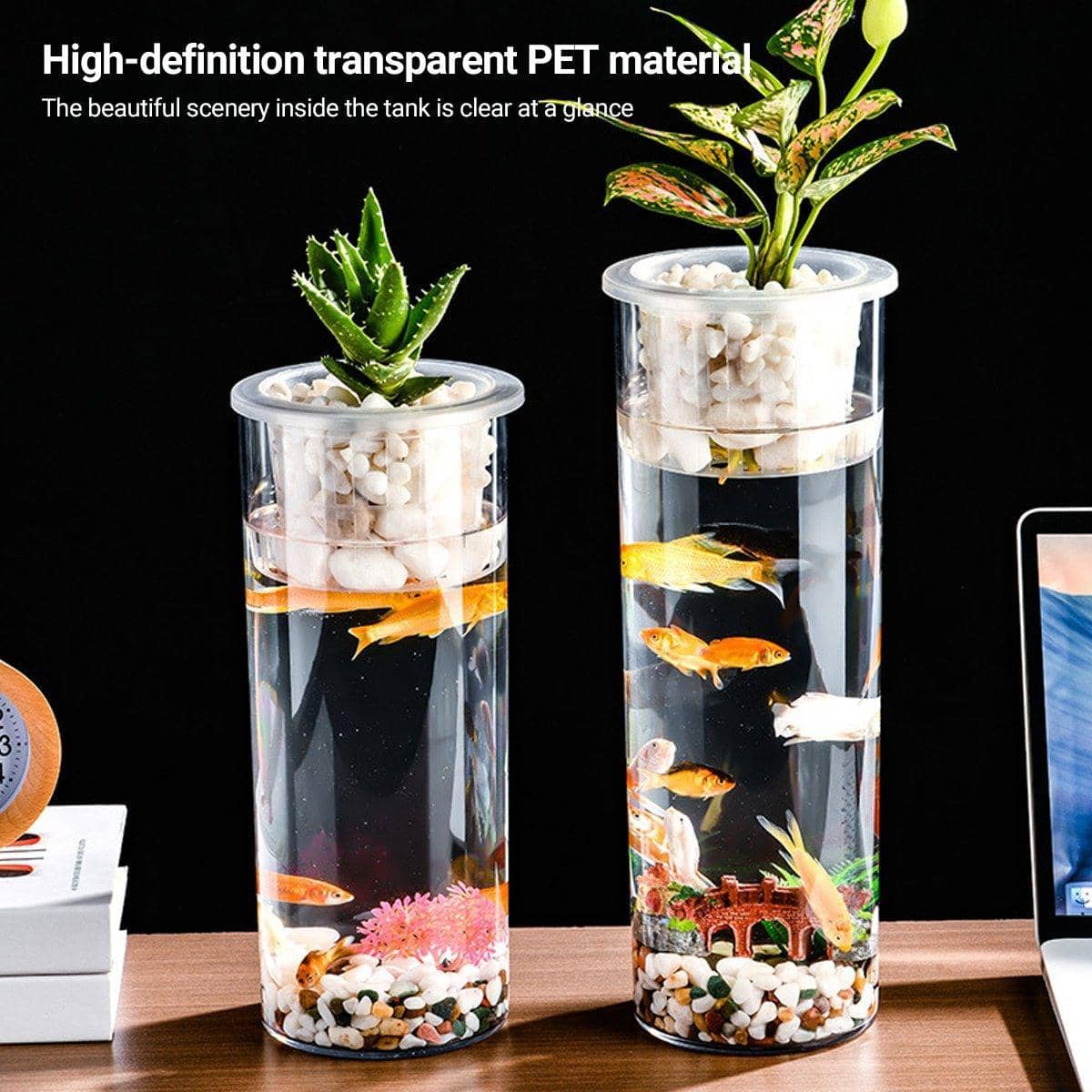 Cylindrical Hydroponic Plant Vase with Basket - Medium, 25 cm High x 10 cm Diameter - view 5