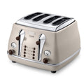 Delonghi Icona Vintage 4 Slice Toaster 325mm Beige - Stainless Steel - Extra Wide Slots - SuperSaverAU - view 2