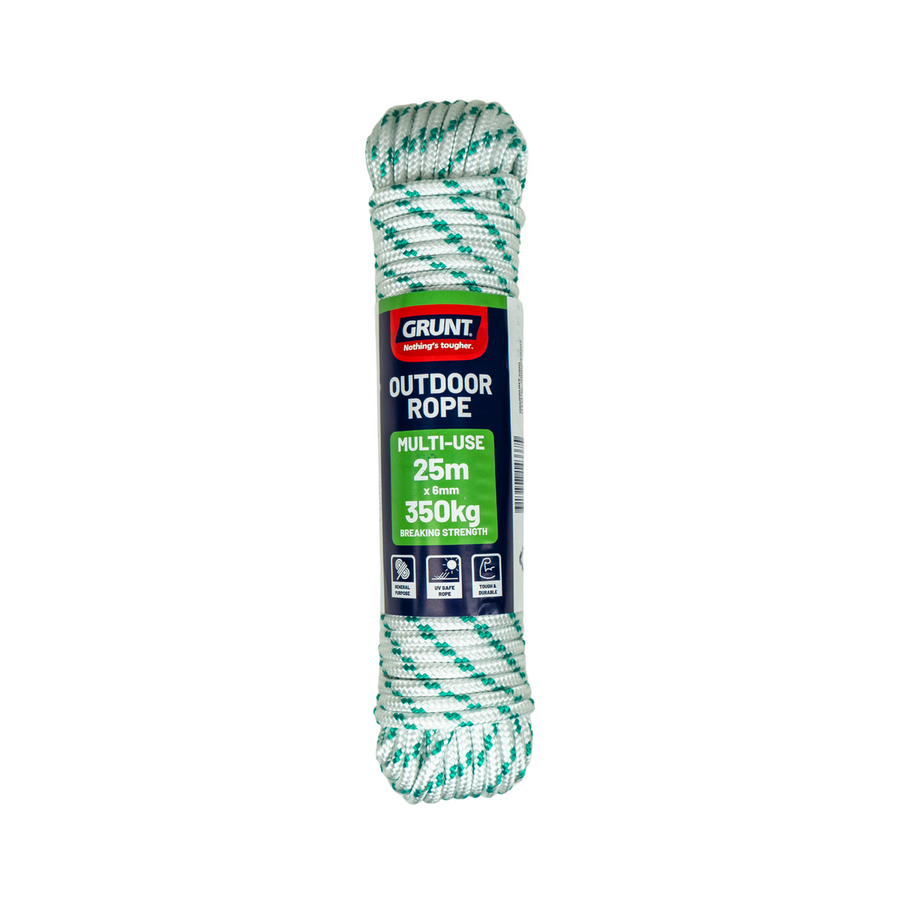 Grunt Outdoor Rope 6mm x 25m UV Safe Durable Braided PP - SuperSaverAU - view 1