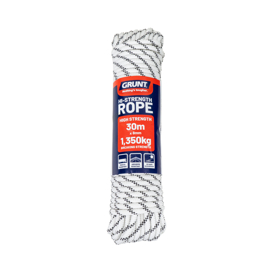 Grunt High Strength Rope - 8mm x 30m - Polyester - Heavy Duty - SuperSaverAU - view 1
