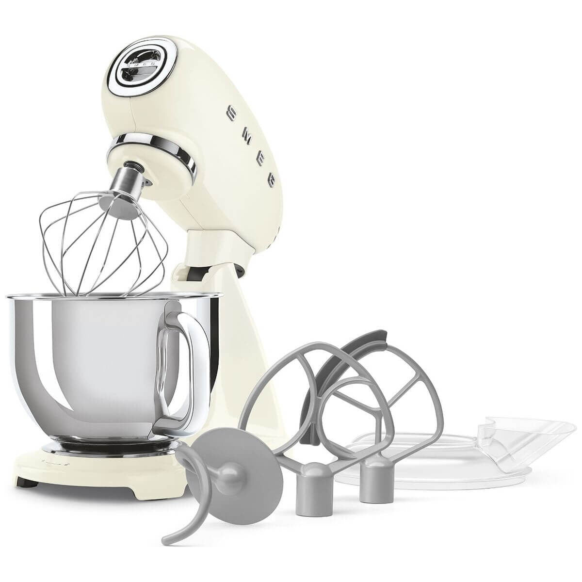 Smeg 50's Style Stand Mixer 4.8L - Cream, 1000W Motor, 10 Speeds, Planetary Mixing - SMF05CRAU