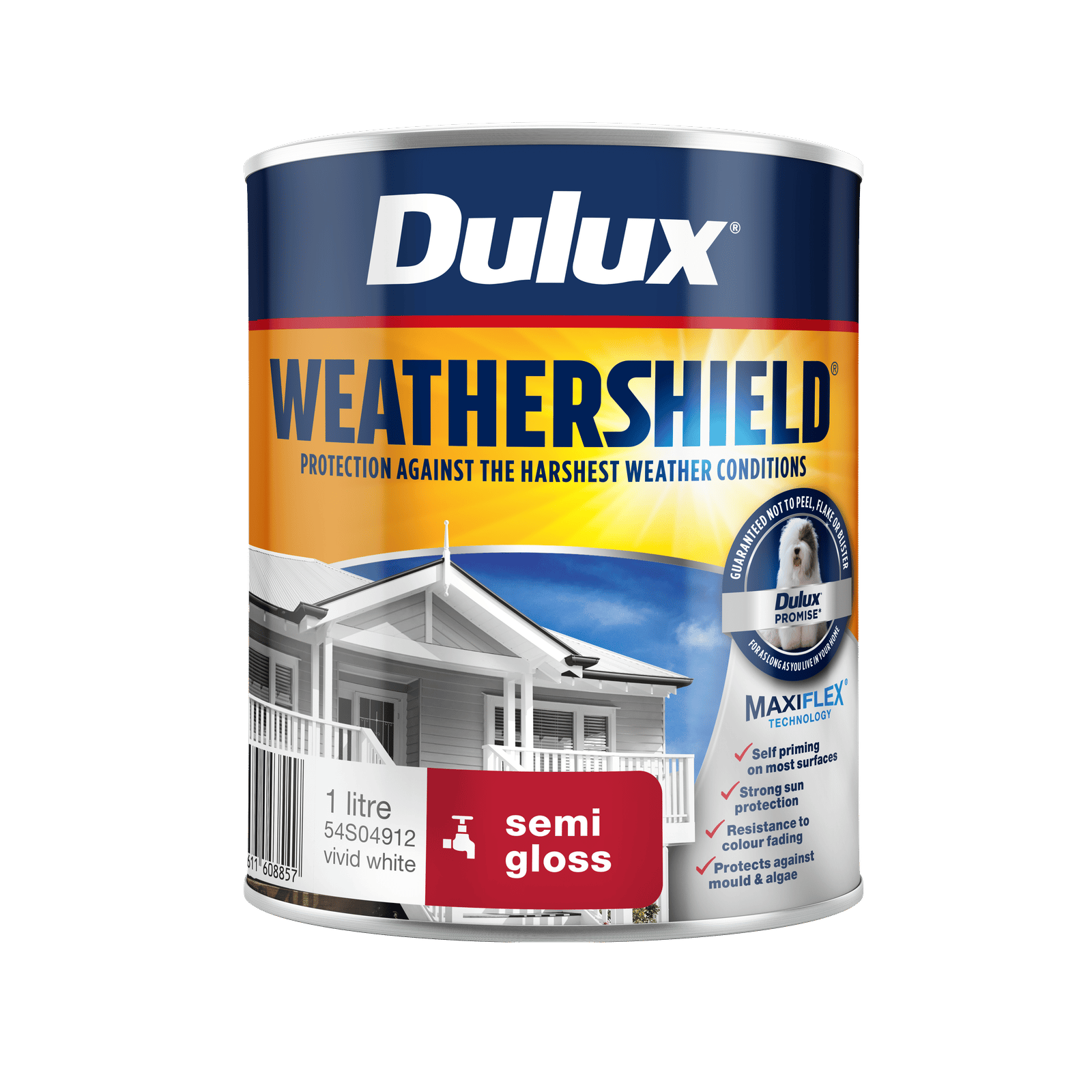 Dulux Weathershield 1L Vivid White Semi Gloss Exterior Paint