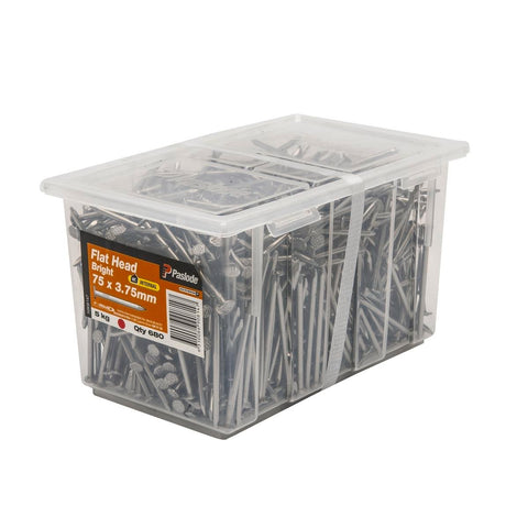 Paslode Flat Head Nails - 75mm - Bright Steel - Large Head - 680 Pack - SuperSaverAU - view 1