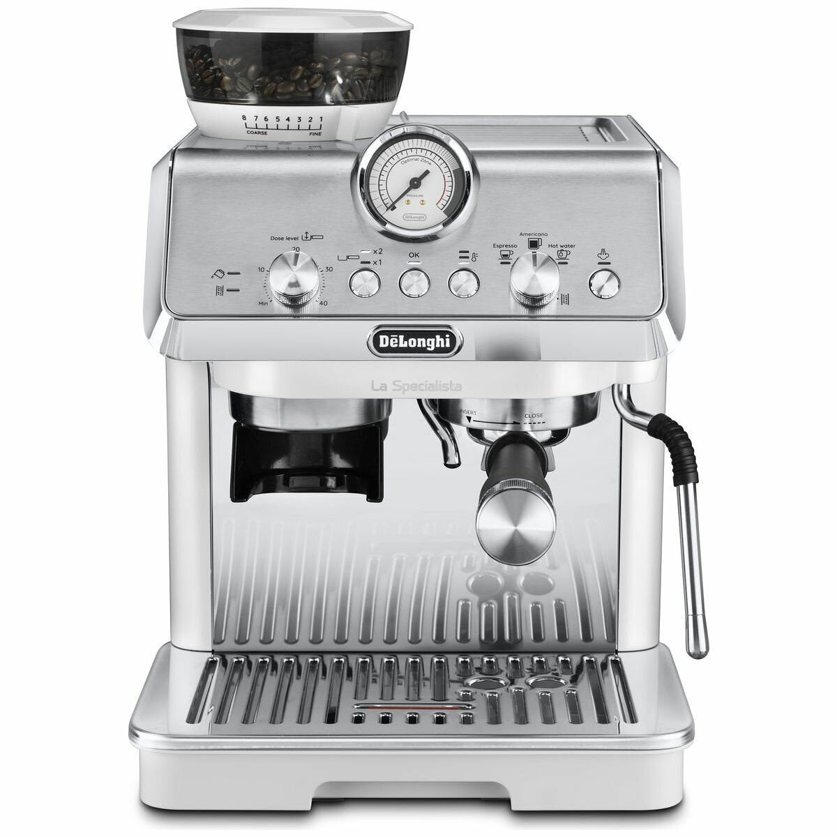DeLonghi La Specialista Arte Manual Coffee Machine - Eight Setting Grinder, Thermoblock, White - EC9155W