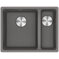 Franke Maris 1 and 1/2 Bowl Right Flush Mount Sink with Extension Drainer - Stone Grey - MRG260SBRSG-FPC