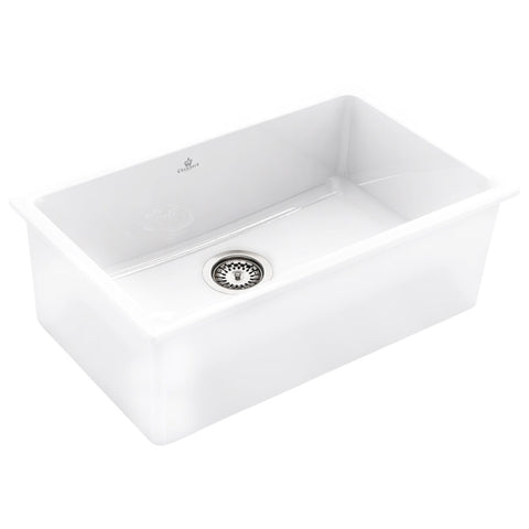 Abey Chambord Constance IV butler sink - 760mm wide white fireclay, single bowl, no tapholes - CONSTANCE-4W