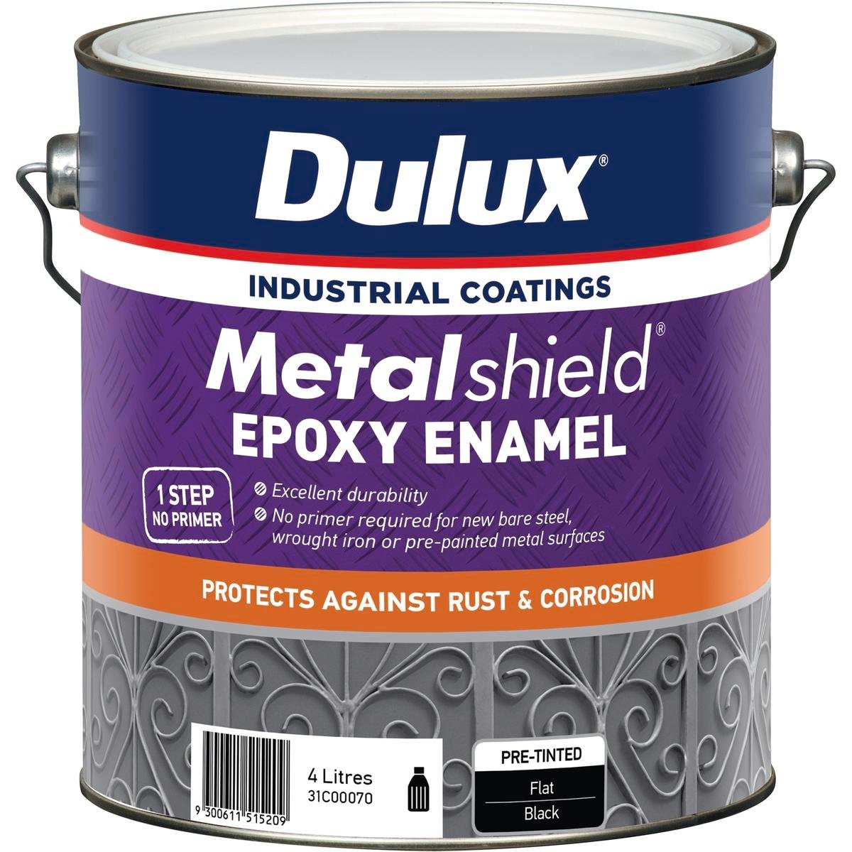 Dulux Metalshield Epoxy Enamel Flat Paint 4L Black Durable Finish - SuperSaverAU - view 1