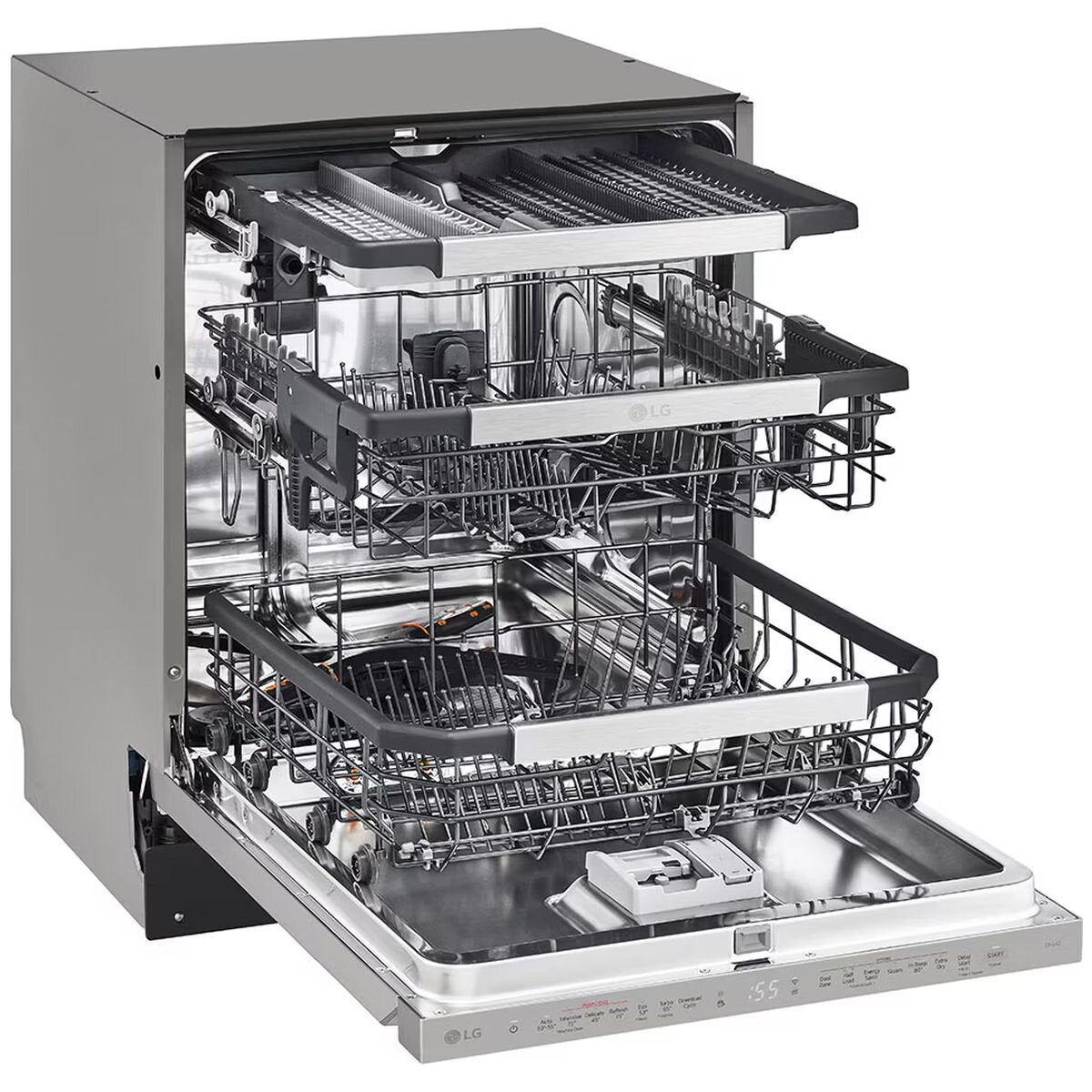 LG 60cm Built Under Dishwasher - 15 Place Settings, Platinum Steel, QuadWash, TrueSteam - XD3A25UPS