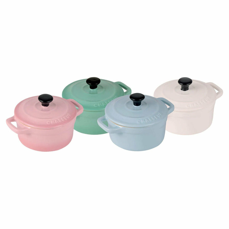Chasseur Macaron Collection 4 Piece Stoneware Mini Cocotte Set - Pastel Hues - 19606
