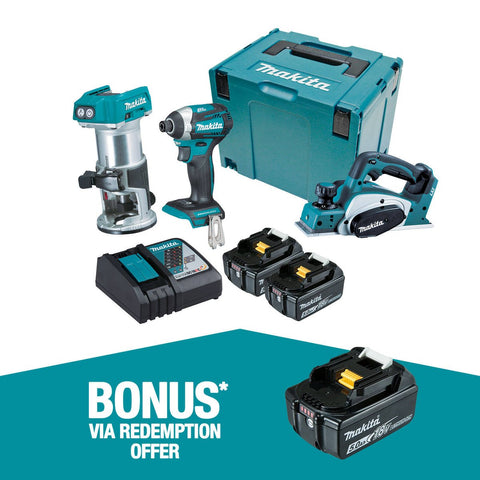 Makita Brushless 3 Piece Combo Kit DLX3098TJ - 320mm x 395mm x 290mm - Efficient Tools - SuperSaverAU - view 1