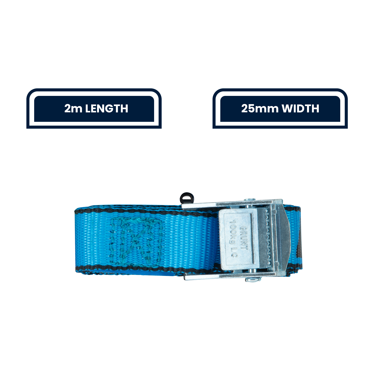Grunt 25mm x 2m Pull Tie Down Strap, Quick Release, 100kg, Polyester, UV Protected