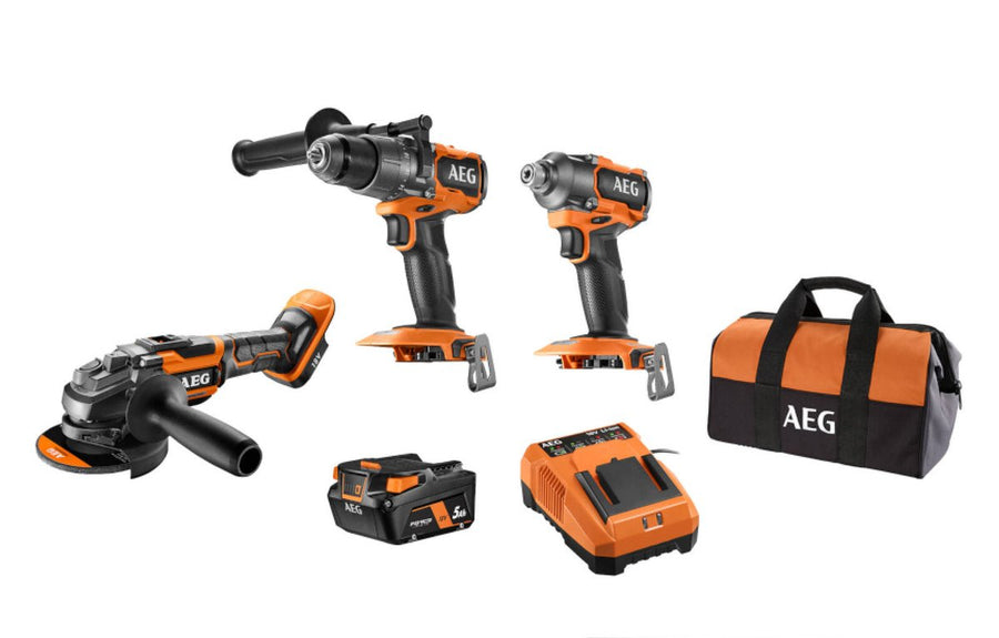 AEG 18V Brushless 3-Piece Force Kit - 5.0Ah Battery - Heavy-Duty Tools - SuperSaverAU - view 1