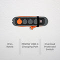 Deta Trade Tuff 3 Outlet Heavy Duty Powerboard 3m - Grey/Orange - Fast Charging - SuperSaverAU - view 3