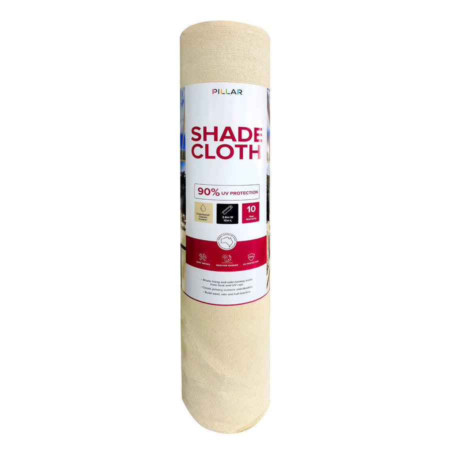 Pillar 3.66 x 10m Cream 90% UV Shade Cloth