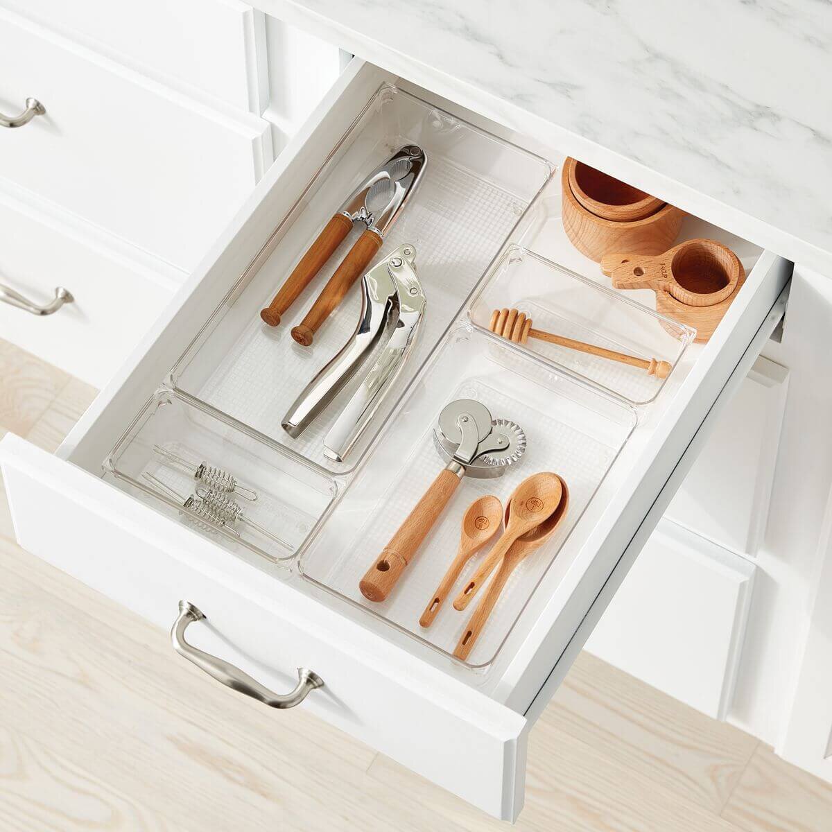 The Container Store 12 piece kitchen drawer pack 1 - Clear PET organisers - Two drawers - VTCS-DRAW-P1