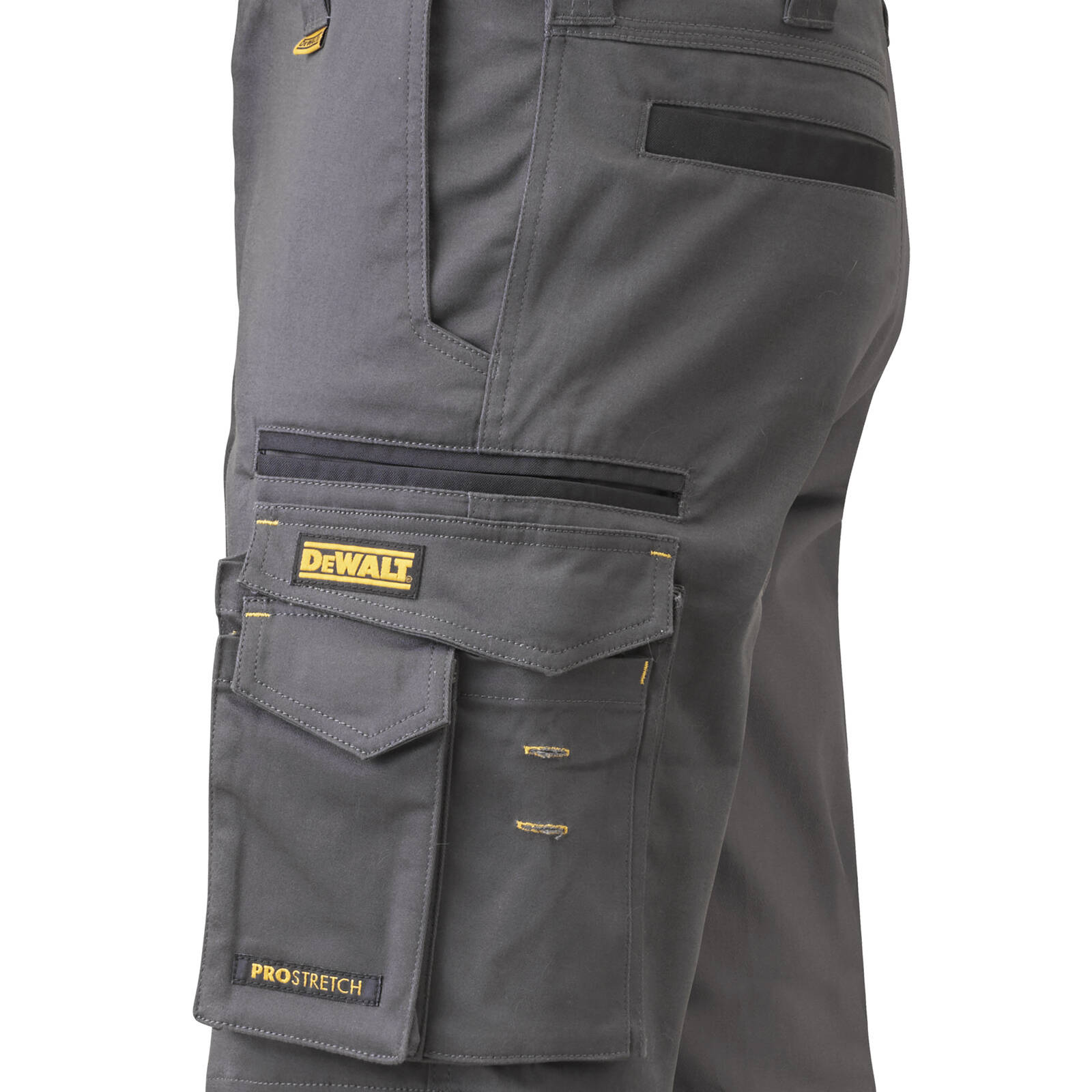 DeWALT Goldfield PROStretch Work Trousers Size 34 Grey Cotton Spandex
