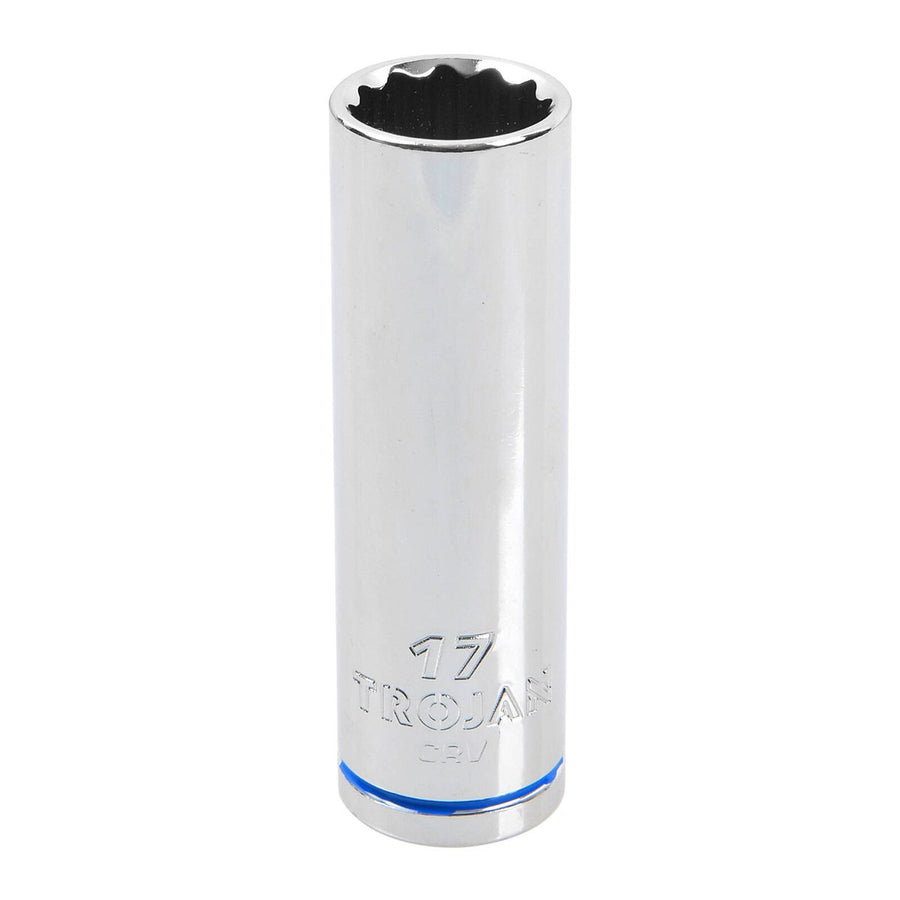 Trojan 17mm Deep Socket - 1/2" Drive - Chrome Vanadium - Durable - 12-Point - SuperSaverAU - view 1
