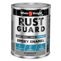 White Knight Rust Guard Epoxy Enamel Paint 1L - Aluminium Gloss, Solvent Based UV Resistant Metal Paint