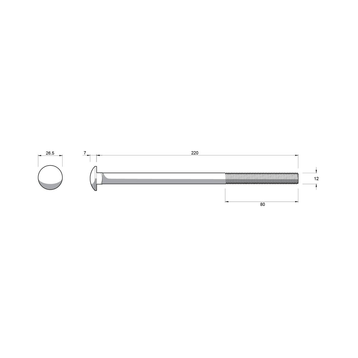 Zenith Hot Dip Galvanised Cup Head Bolts Nuts M12 x 220mm 12 Pack - SuperSaverAU - view 3
