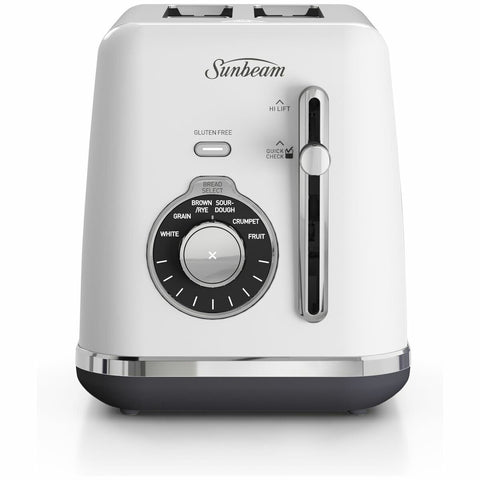 Sunbeam Alinea Select 2 Slice Toaster - White, 9 Browning Settings, 6 Bread Types, QuickCheck - TA2820W