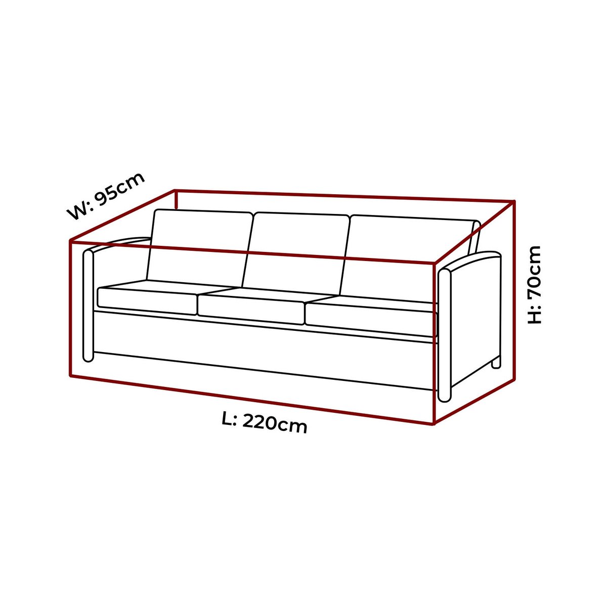 Mojo 3 Seat Lounge Cover - Weathertex - 2200mm x 700mm x 950mm - UV & Water Resistant - SuperSaverAU - view 3