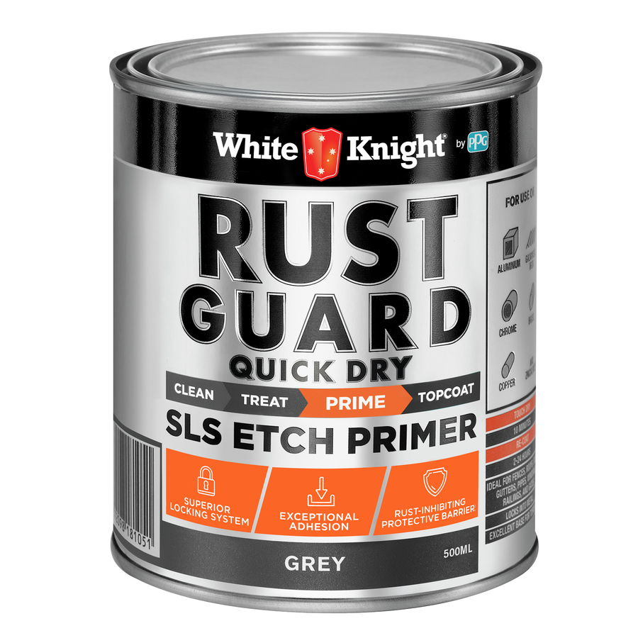White Knight Rust Guard 500ml Grey Quick Dry SLS Etch Primer Paint for Metal