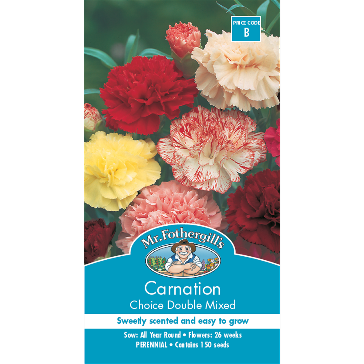 Mr Fothergill Carnation Seeds - 150 Pack - Assorted Colours - Sweetly Scented - SuperSaverAU - view 1