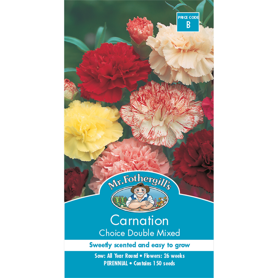 Mr Fothergill Carnation Seeds - 150 Pack - Assorted Colours - Sweetly Scented - SuperSaverAU - view 1