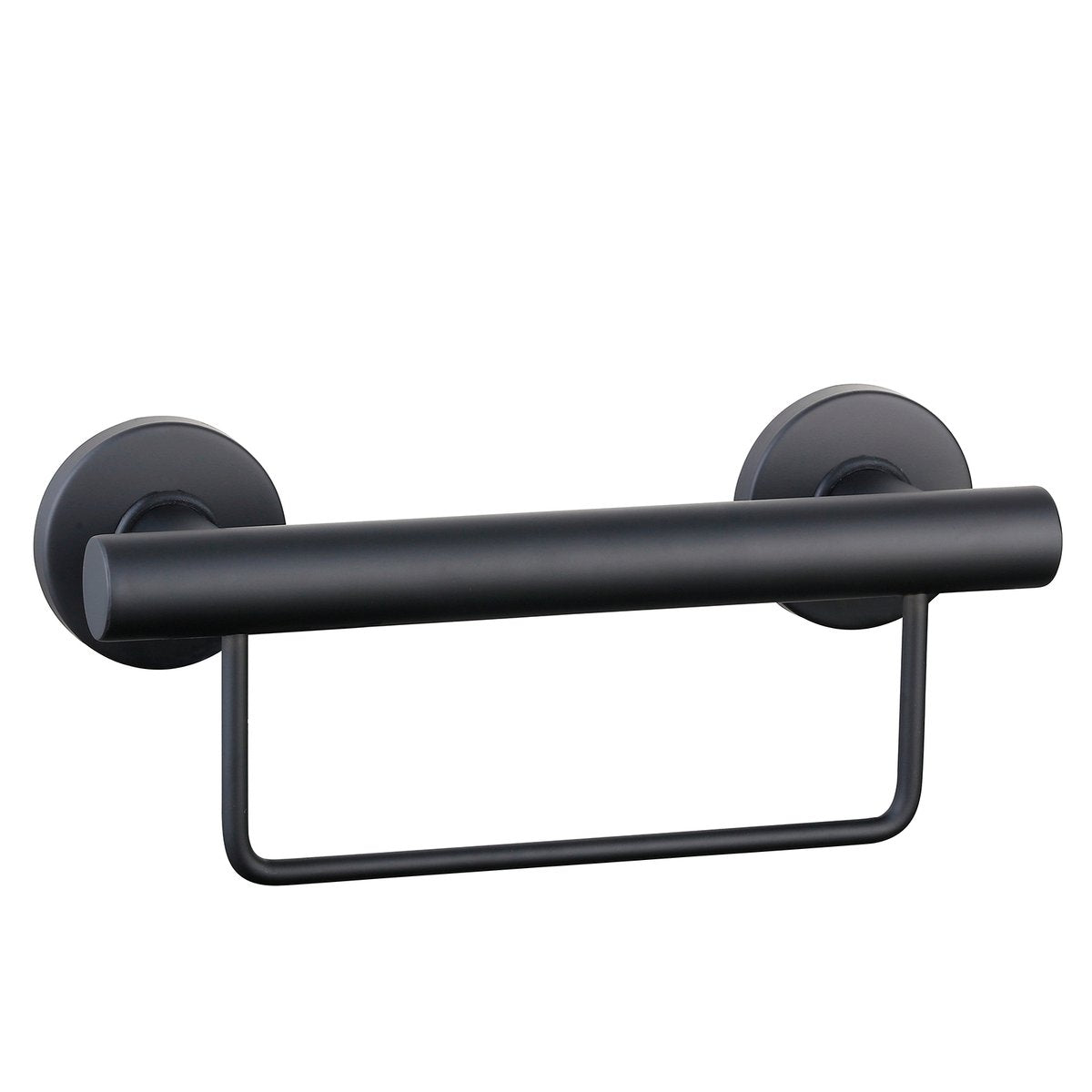 Evekare 300mm Black Towel Rail with Grab Rail - Stainless Steel - 250kg Capacity - SuperSaverAU - view 1
