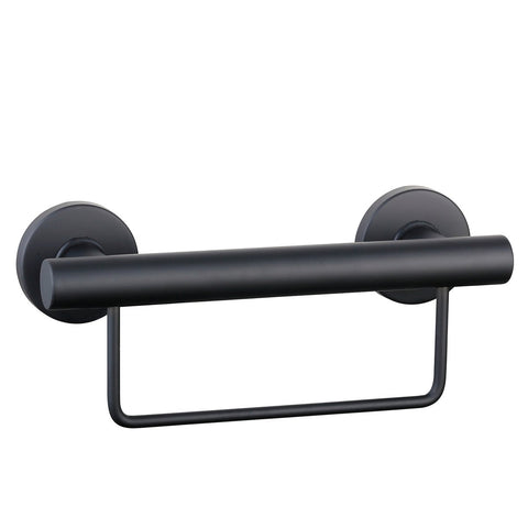 Evekare 300mm Black Towel Rail with Grab Rail - Stainless Steel - 250kg Capacity - SuperSaverAU - view 1
