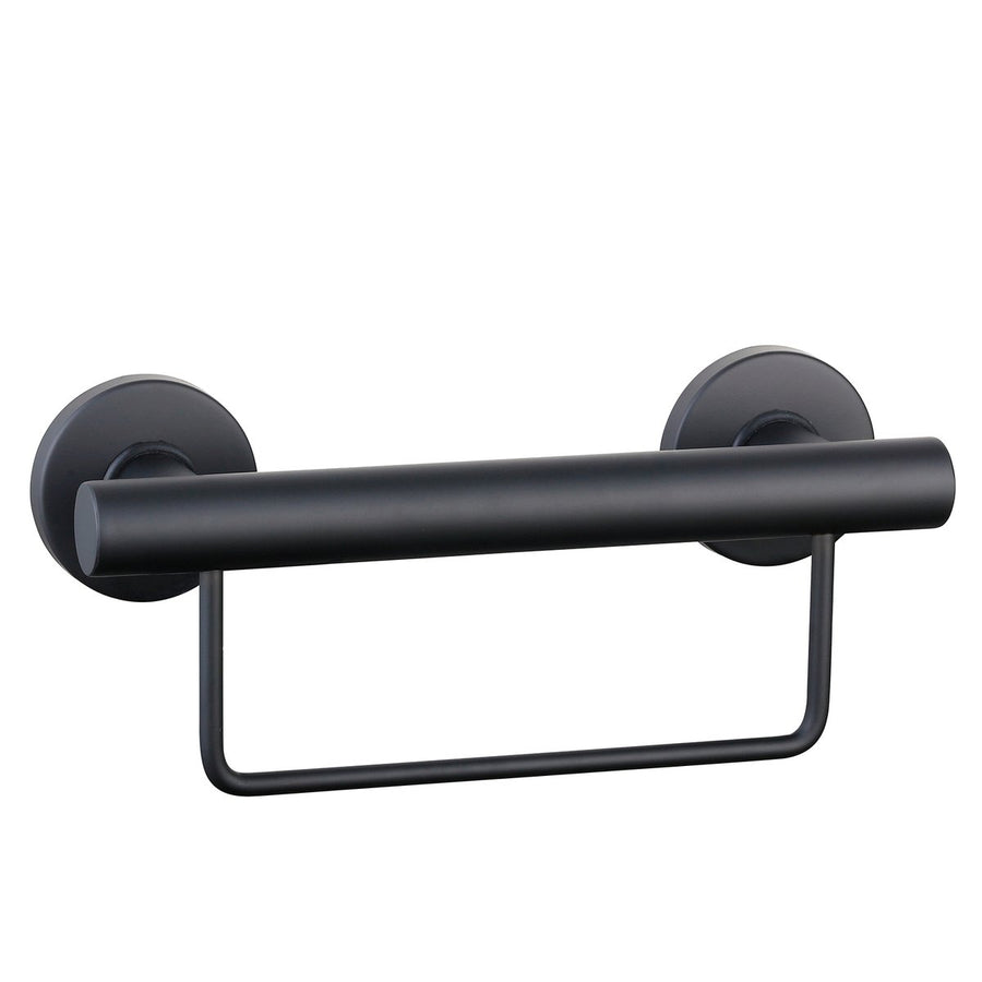 Evekare 300mm Black Towel Rail with Grab Rail - Stainless Steel - 250kg Capacity - SuperSaverAU - view 1