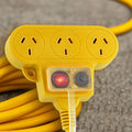 Arlec 15m Heavy Duty Triple Socket Extension Lead - Yellow - 3 Outlets - SuperSaverAU - view 5