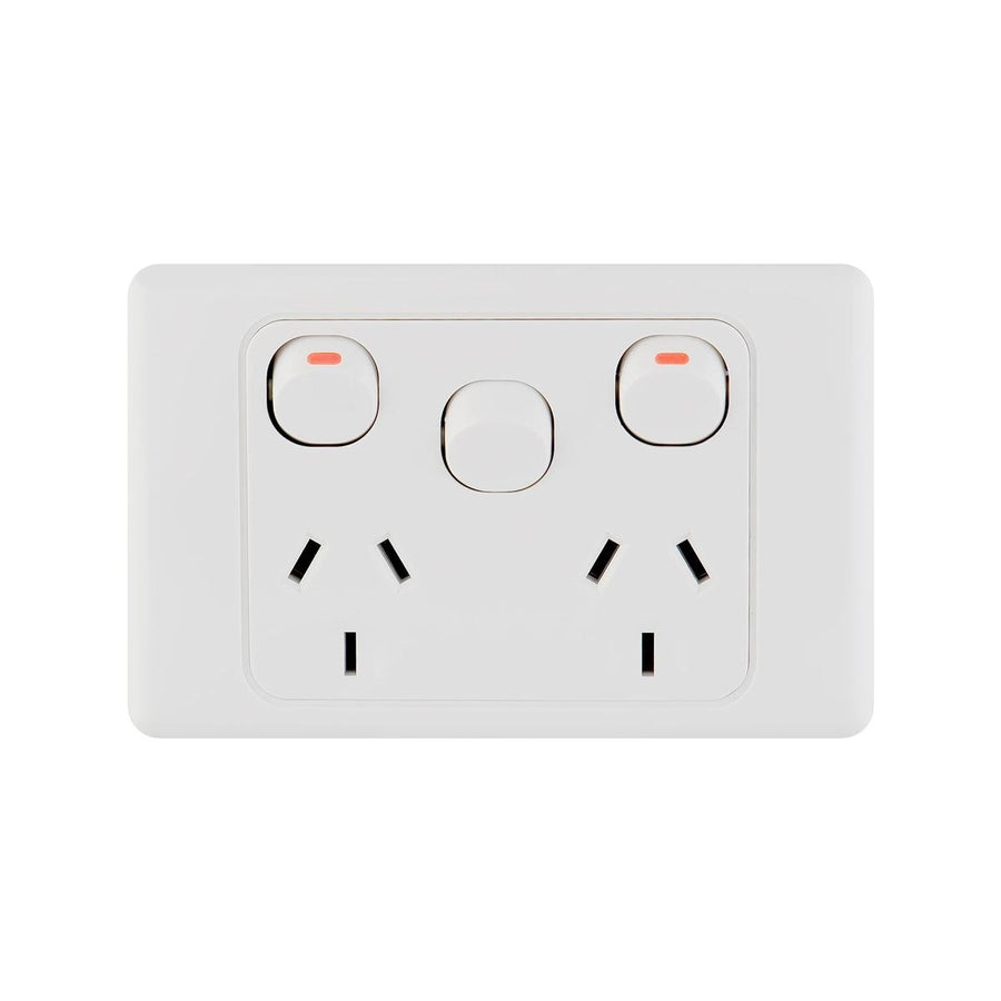 Deta Double Power Point - 2 Outlets - Polycarbonate - Extra Switch - SuperSaverAU - view 1